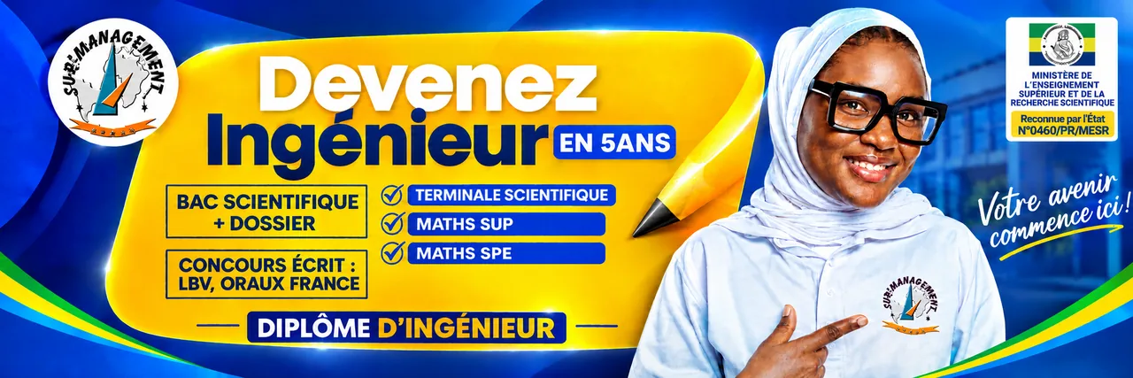 Parcours ingénieur en 5 ans : Terminale scientifique, Maths Sup, Maths Spé, puis 3 ans en école d’ingénieur.
